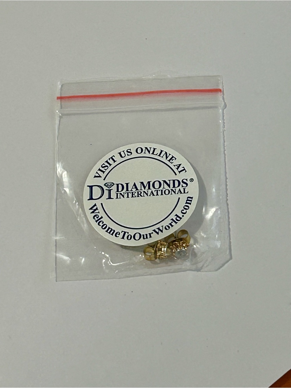 Tiny Gold Round Diamond Stud Earrings - - Picture 4 of 5